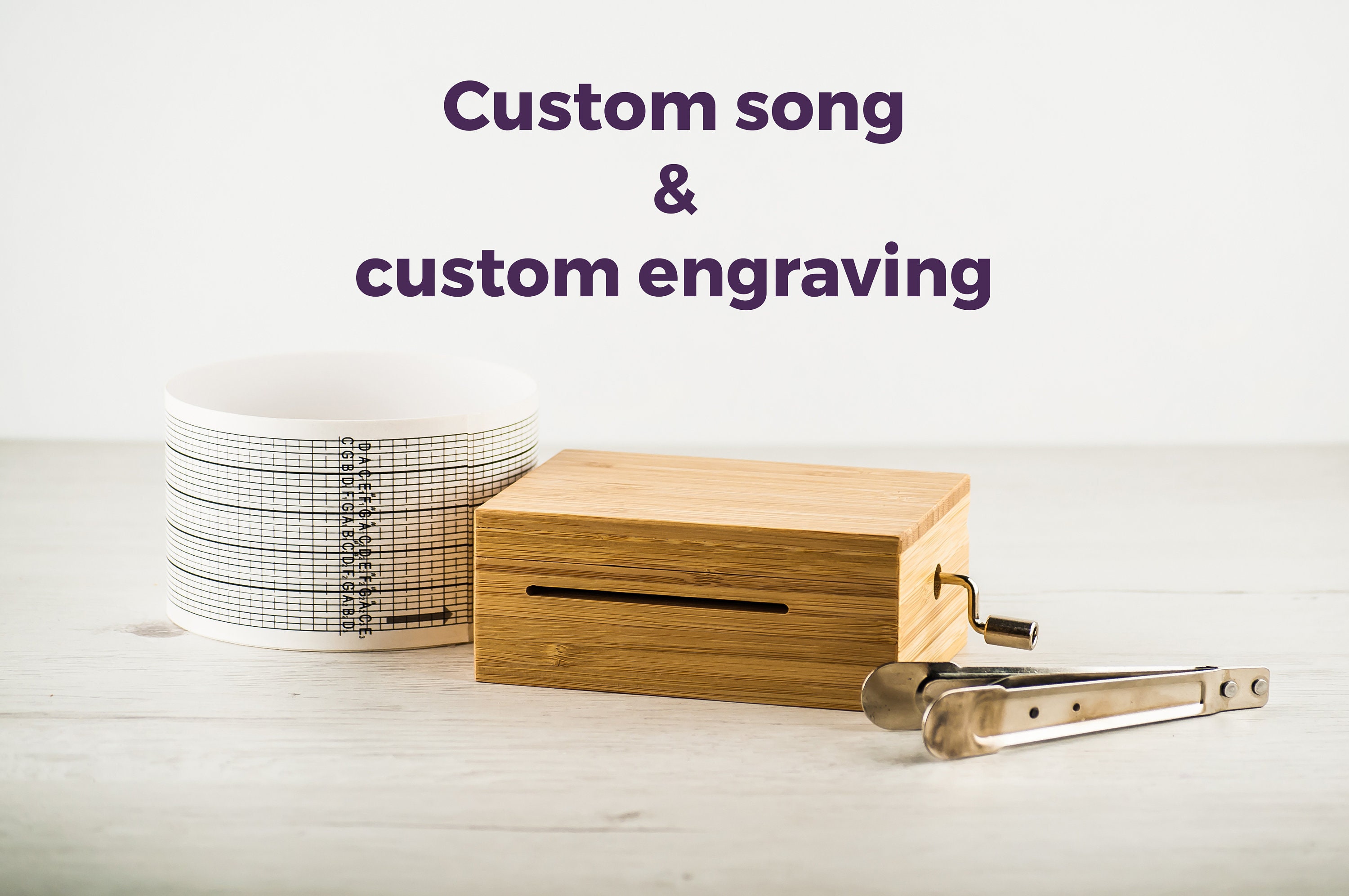 Custom song music box. Personalized engraved design. Made of Etsy
