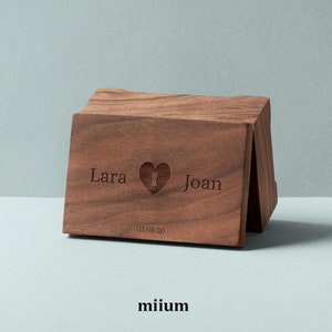 Custom Anniversary Music Box | Names with a heart music box | Velia Design | Jewelry Wooden Box | Custom Design | Crank or Wind-up mechanism