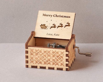 Merry Christmas Music Box | Handcrafted wooden box | Christmas Gift