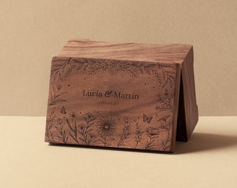 Caja de música de aniversario personalizada / Caja de música del bosque encantado / Caja de madera de joyería / Diseño personalizado / Mecanismo de manivela o cuerda