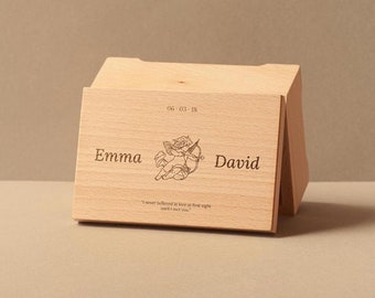 Personalized Anniversary Music Box | Valentines Day Romantic Gift | Cupid Music Box | Custom Design | Crank or Wind-up mechanism