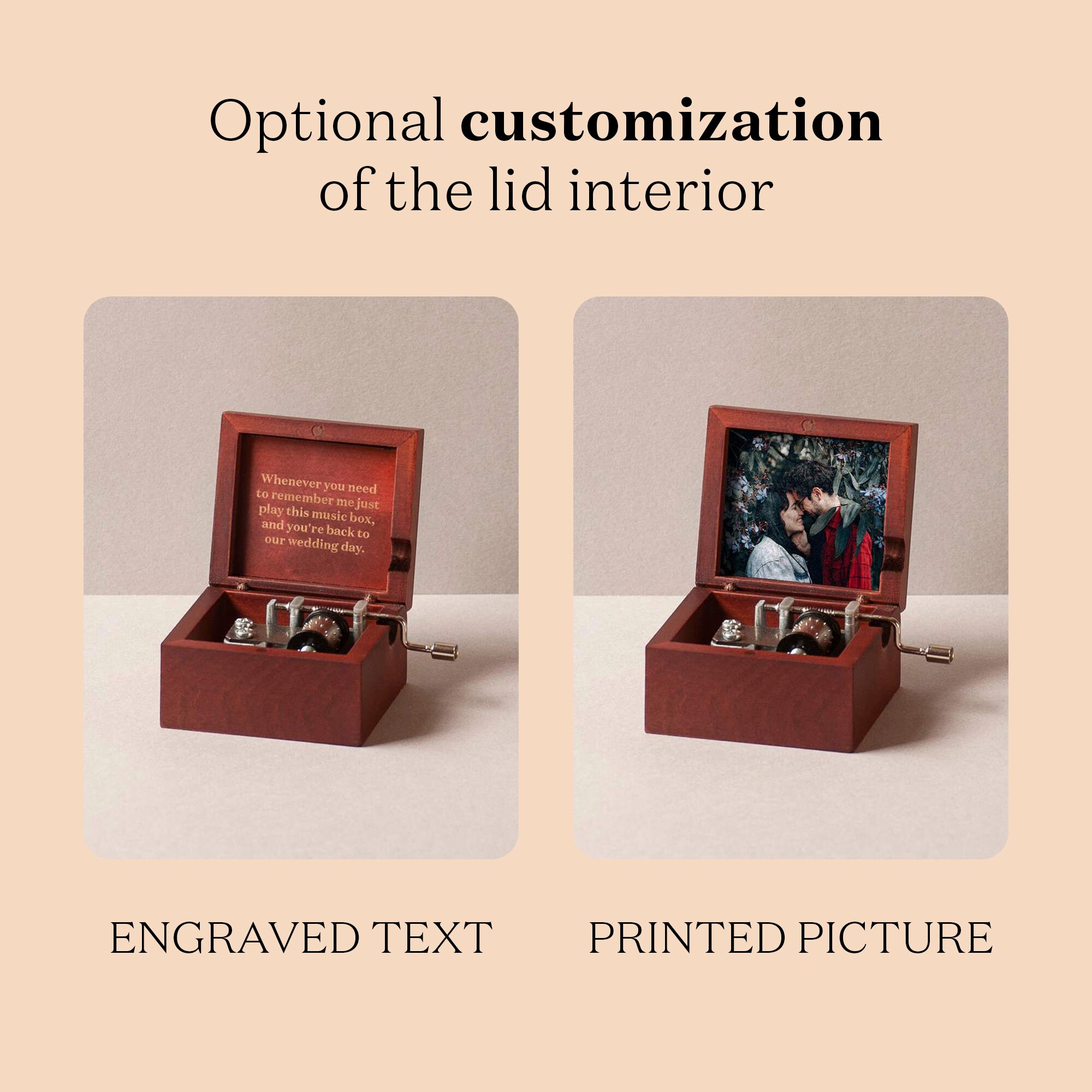 Custom Music Box With an Engraved Heart | Engraved Music Box | +80 ...