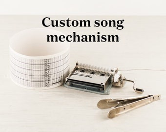 DIY Music box with custom song. Make your own song - Paper strip music box crank mechanism. Perfect gift for musicians
