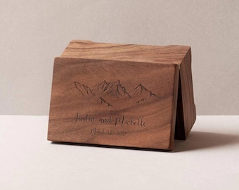 Music Box Customized with Names and Date | Nature inspired | Blue ridge Mountains | Ainsa Design | Keepsake wooden Box