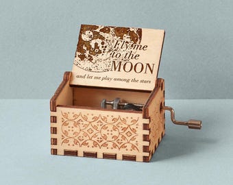 Fly Me To The Moon Music Box | Anniversary or Best friends gift | Handcrafted wooden box