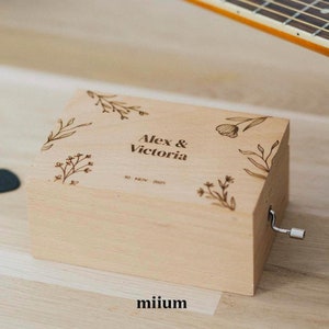 Personalized Anniversary Music Box | Romantic Gift | Austen Music Box | Jewelry Wooden Box | Custom Design | Crank or Wind-up mechanism