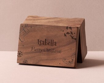 Christmas Music Box | Original Christmas Gift | Crank and wind-up music box movement | Personalized gift for Christmas
