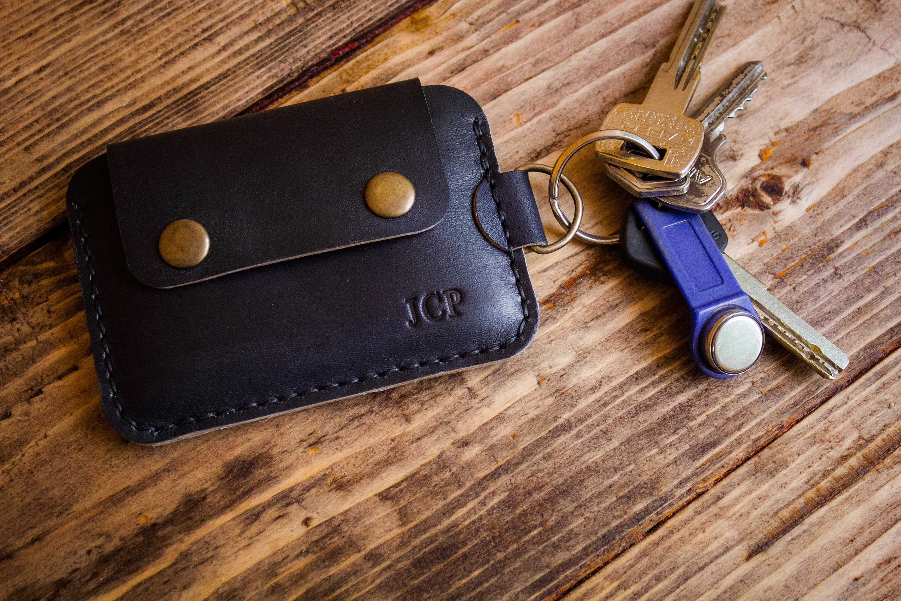 Dark brown Keychain wallet. EDC wallet. Key ring wallet. Etsy