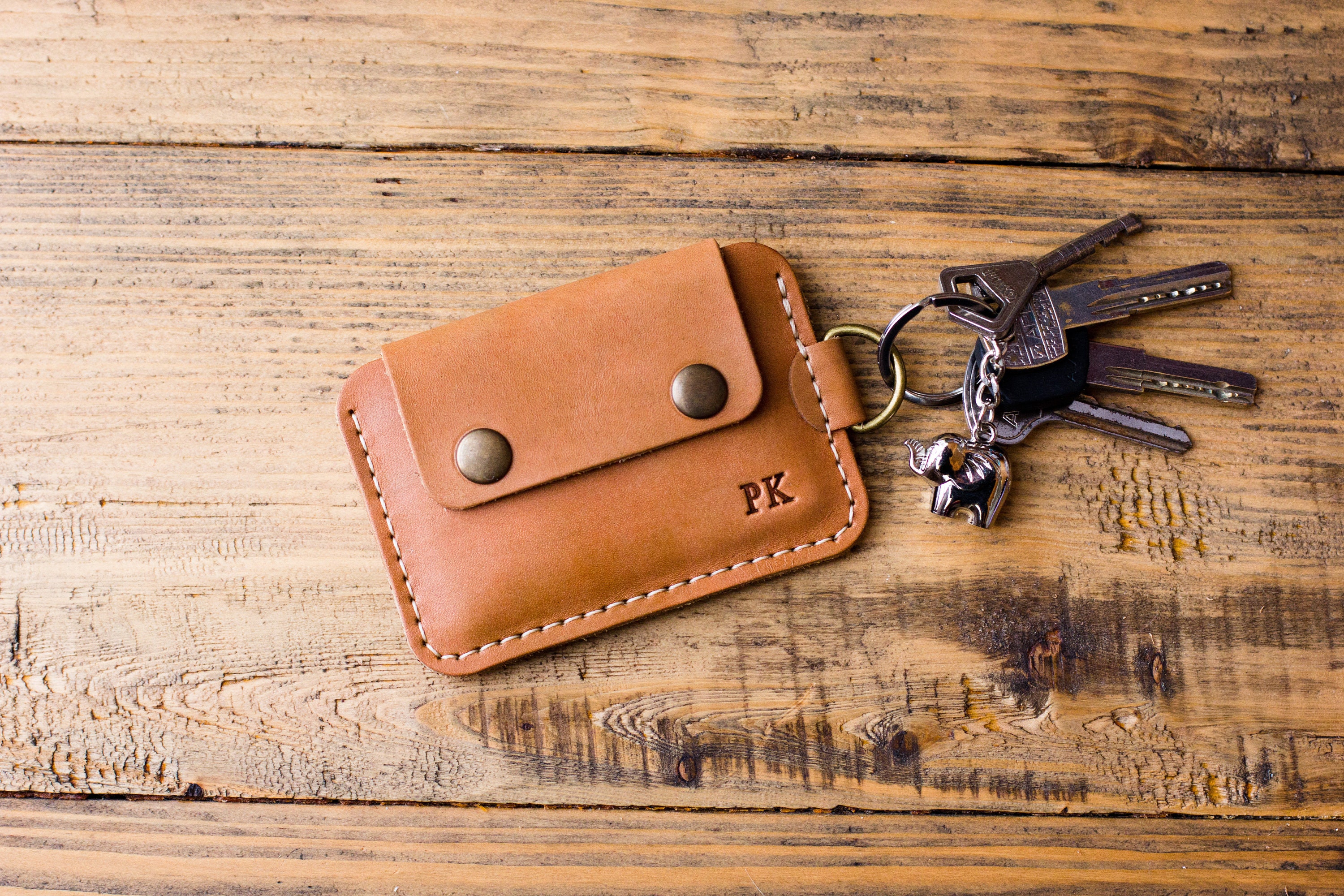 Tan Keychain wallet Personalized key holder wallet Gift for Etsy