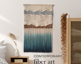 Macrame Wall Hanging , Woven and dyed Tapestry - MOUNTAIN PEAKS