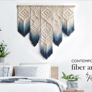 Geometric Macrame Wall Hanging - Multiple colors available! - Grey-Turquoise, Mustard-Yellow, Navy-Blue etc - &quot;ISA&quot;