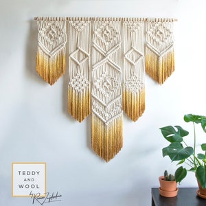 Bohemian Macrame Wall Hanging , Geometric Fiber Art, ISA