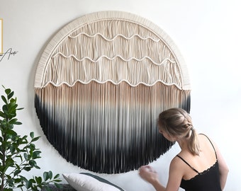 Round Macrame Wall Hanging - Circle Tapestry - Available in different sizes - "Seaside"