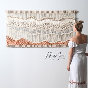 Vegan Wall hanging Handmade Textile Art Natural Tapestry 'KIM' afbeelding 1
