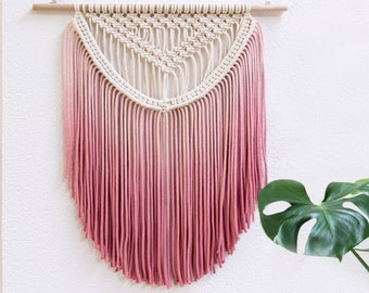Macrame Wall Hanging, Dyed Textile Artwork, Dip dyed Wall Tapestry, - "ALEXA"