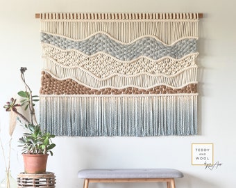 Large Macrame Wall Hanging - Macrame hanger - Macrame Wall Art - Dip dyed Tapestry - Woven Wall Art - 'Soft Hills'