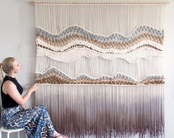 Extra Large Macrame Wall Hanging - Woven Wall Art - Big fiber art - 78.7" x 67" - Wall Tapestry - "Patricia"