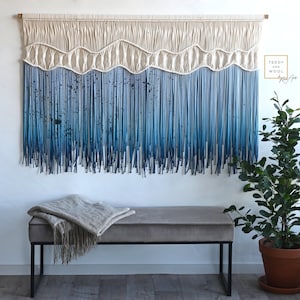 Extra Large Fiber Artwork - 63" width x 40" length - Dyed Textile Art - "Beauty in the water"