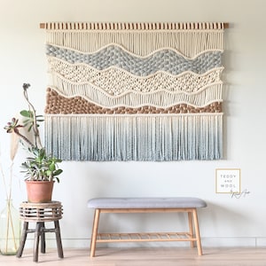 Large Macrame Wall Hanging - Macrame hanger - Macrame Wall Art - Dip dyed Tapestry - Woven Wall Art - 'Soft Hills'