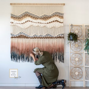 XL Macrame Wall Hanging Macrame wall art Dip dyed Tapestry Woven Wall Hanger 'Amber' image 1