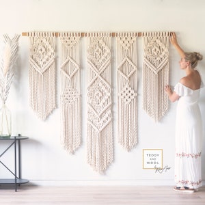 Large Macrame Wall Hanging - Macrame Curtains - Macrame Wall Art - Macrame Patterns - Wall Tapestry - Macrame Headboard - Home Decor - &quot;ISA&quot;