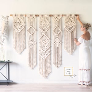 Large Macrame Wall Hanging - Macrame Curtains - Macrame Wall Art - Macrame Patterns - Wall Tapestry - Macrame Headboard - Home Decor - "ISA"