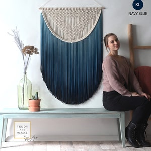 Dyed Fiber Art Small/Medium/Large/XL/XXL/3XL Textile Wall Art ALEXA Navy Blue