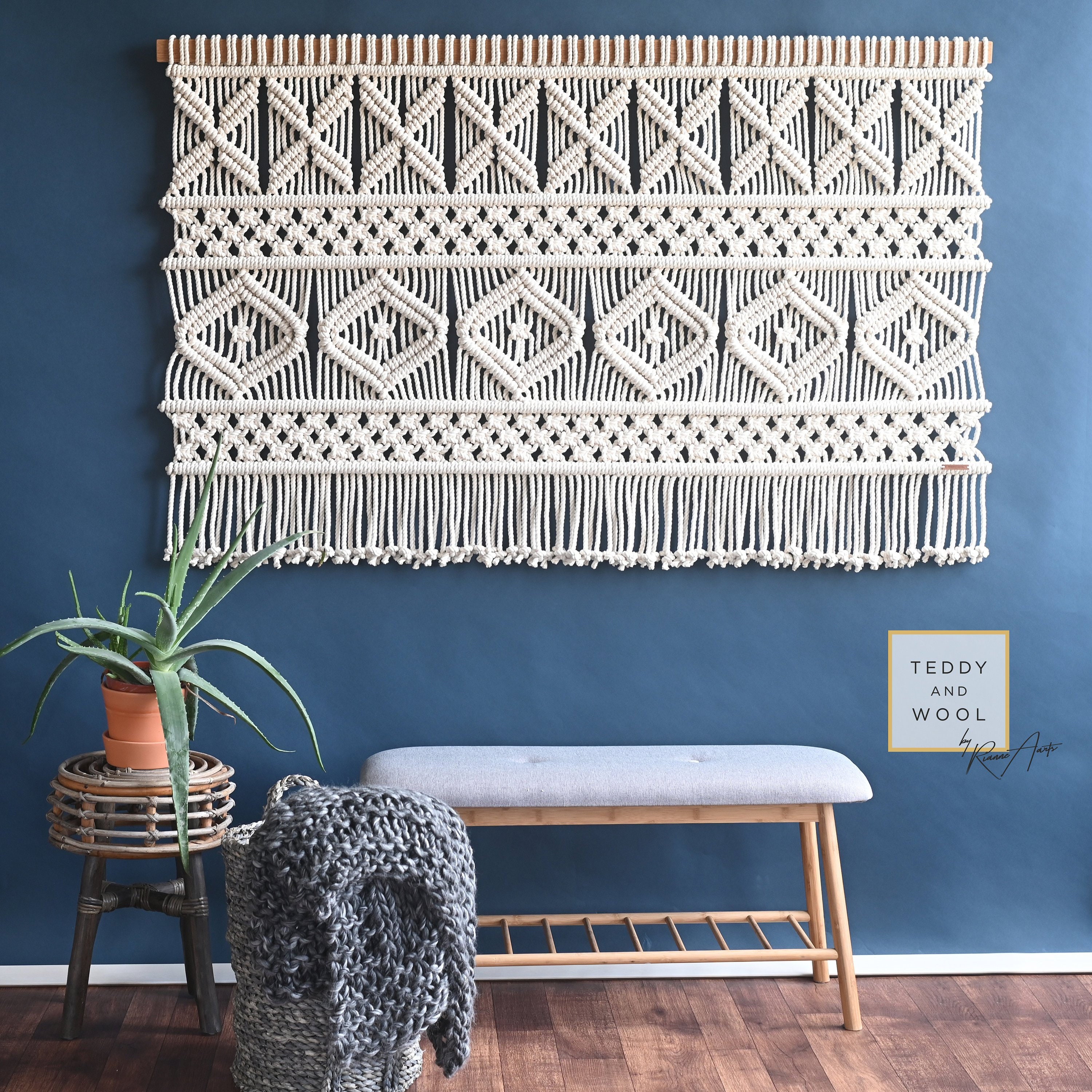Extra Large Macrame Wall Hanging - Fiber Art Backdrop Ava2