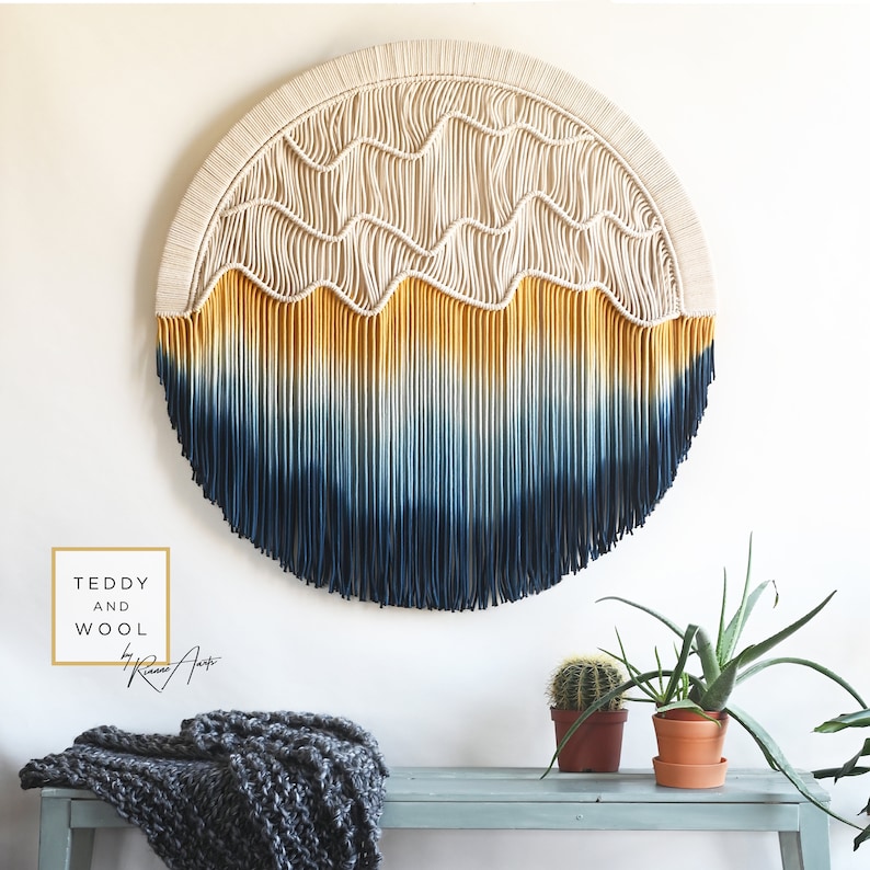 Large Circular Wall Art Round Wall Hanging SUNSET Etsy