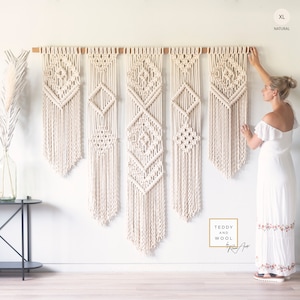 Bohemian Macrame Wall Hanging , Geometric Fiber Art, ISA