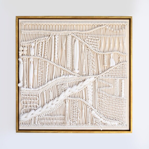 Neutral, Natural beige - Modern Textile Artwork - Handmade, using recycled rope and wool - LUNA