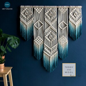 Geometric Macrame Wall Hanging Dyed Wall Tapestry ISA image 9