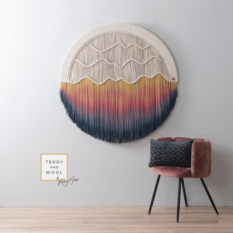 Round Macrame Wall Hanging Circular Art Dyed Macrame Wall Etsy UK