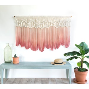 XL Macrame Wall Hanging - Handmade Wall Tapestry - Wall Art Hanger dyed in Green or Pink