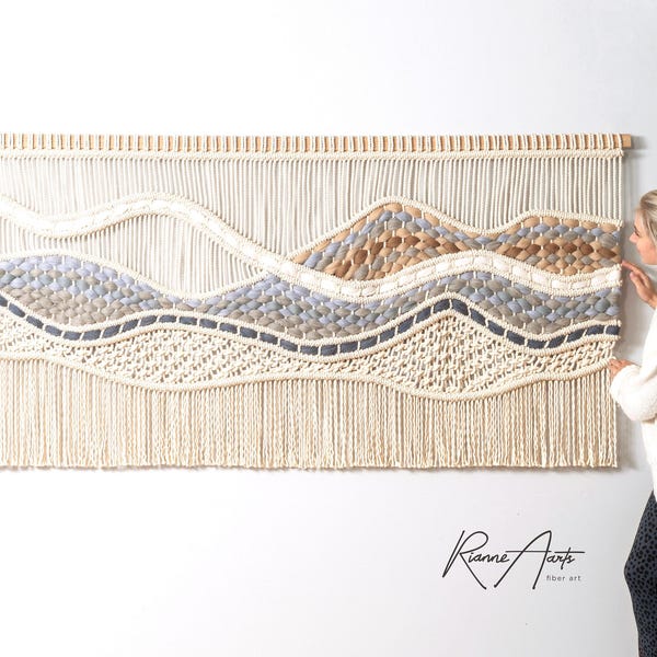 Large Macrame wall hanging - Woven Tapestry - Modern Macrame Hanger - Textile Art - 'KATIE'