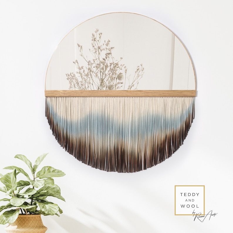 Miroir fait main extra large, miroir en macramé, choisissez votre design et votre taille Misty Mountains