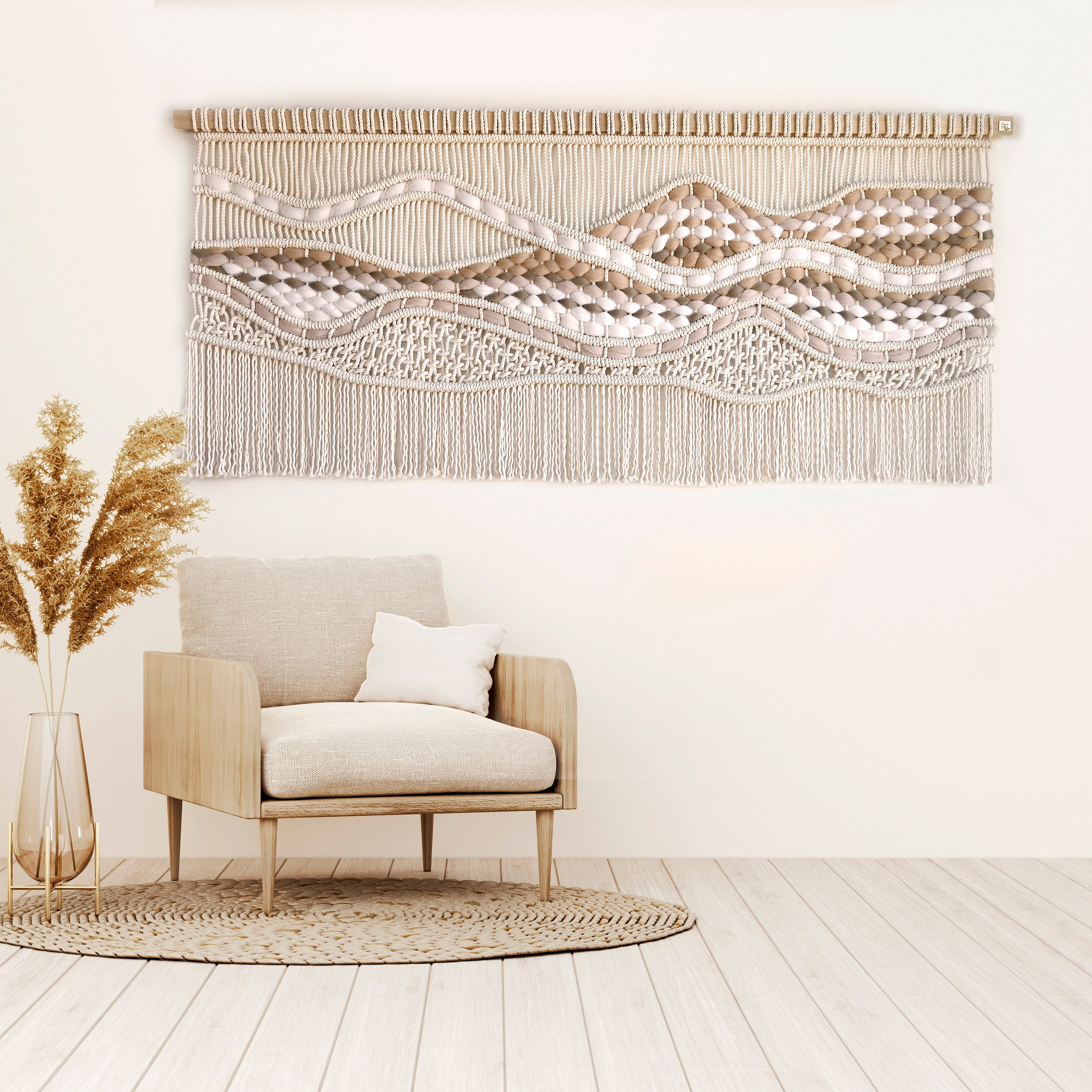 Décor Mural Macramé Bohème Coloré 24x36 Pouces - Art Textile Karma Living