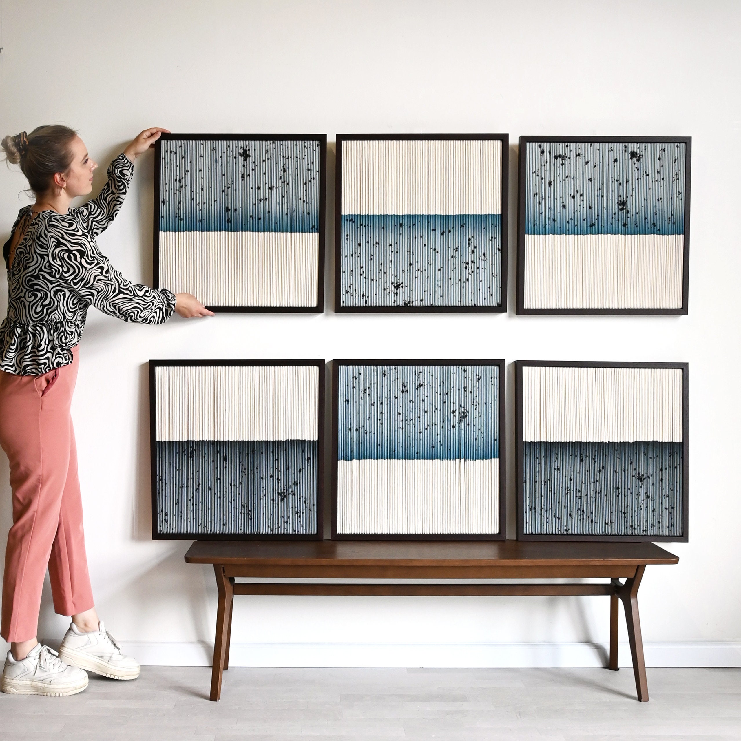 Framed Fiber Artworks - Textile Art Set - "SEA SHORES" [Made to order]