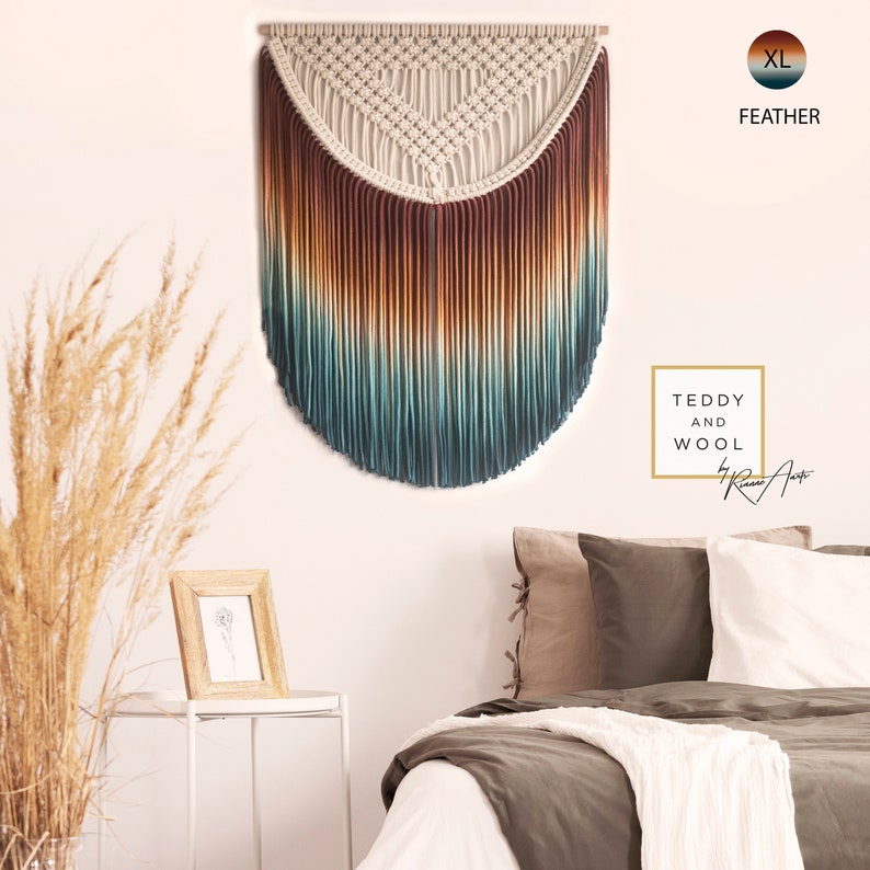 Dyed Fiber Art Small/Medium/Large/XL/XXL/3XL Textile Wall Art ALEXA Feather ombré