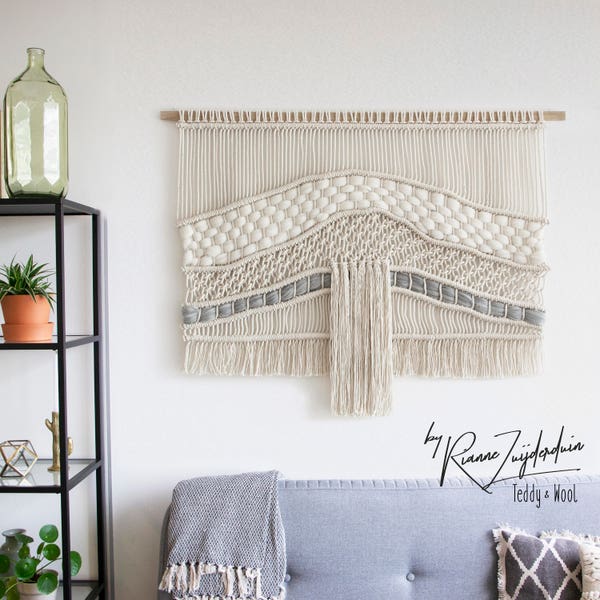 Large Macrame Wall hanging- Home Decor- Wedding or boho Decor- Macrame Headboard- Wall art- Interior Design- Macrame Backdrop - "Raw River"