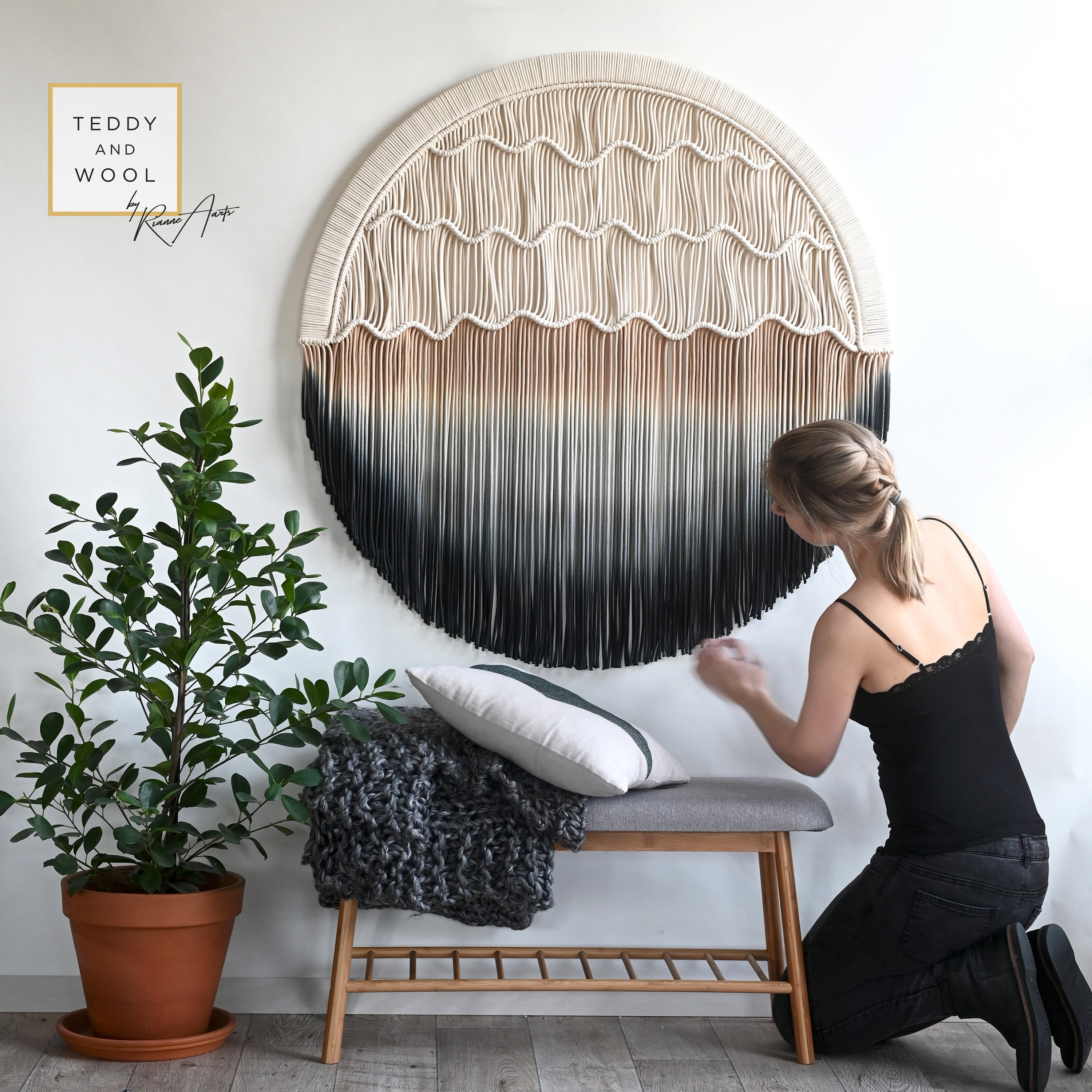 Round Macrame Wall Hanging - Circle Tapestry Disponible en Différentes Tailles Seaside