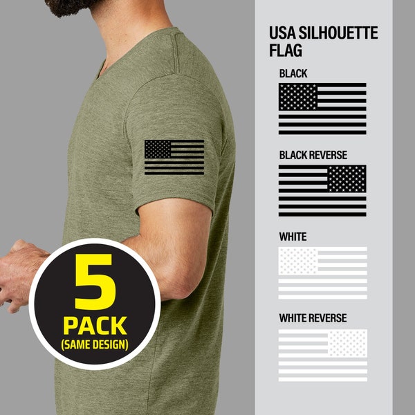 USA Flag Transparent Silhouette Heat Transfer (Pack of 5), uniforms, shirts, jerseys