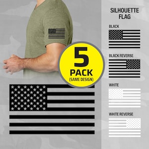 USA Flag Silhouette DTF Heat Transfer (Pack of 5) - 2 sizes for shirts and caps