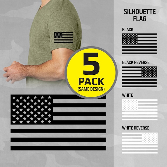 USA Flag Silhouette DTF Heat Transfer - Pack of 5, Shirts & Caps