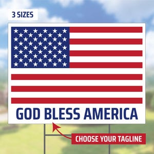 USA Flag Yard Sign: Double-Sided Patriotic Decor - 3 Sizes