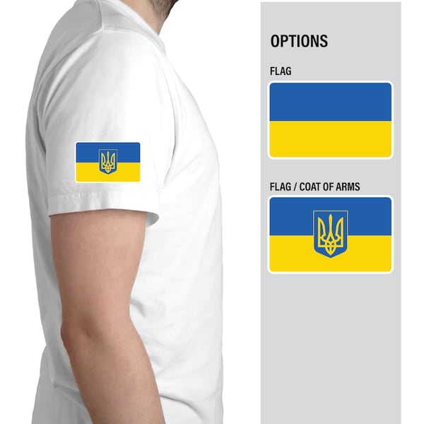 UKRAINIAN Flag Heat Transfer (Pack of 5), 3.25x2 uniform flags, shirts, jerseys