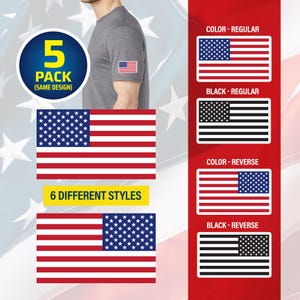 USA Flag DTF Heat Transfer (Pack of 5), uniforms, shirts, jerseys