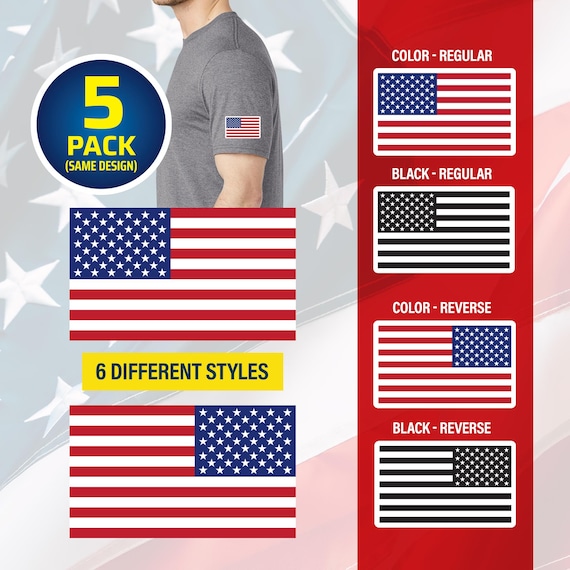 USA Flag DTF Heat Transfer (Pack of 5), uniforms, shirts, jerseys