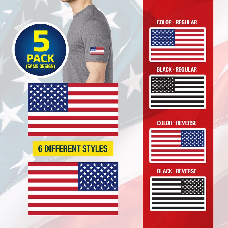 USA Flag DTF Heat Transfer (Pack of 5), uniforms, shirts, jerseys image 1
