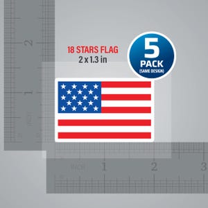 18 Stars Mini American Flag DTF Heat Transfer - 2x1.3" (Pack of 5) - Uniforms & Apparel